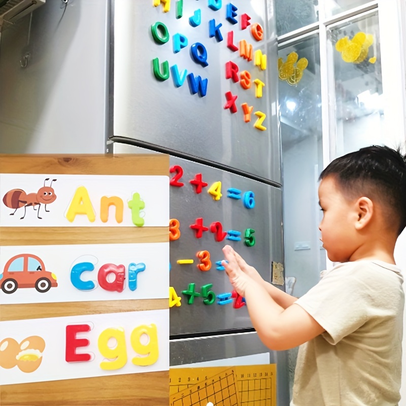  Letras magnéticas para pizarra blanca en el aula, imanes del  alfabeto ABC para niños pequeños de 1 a 3 años, refrigerador grande jumbo,  juguetes de aprendizaje preescolar de ortografía para niños