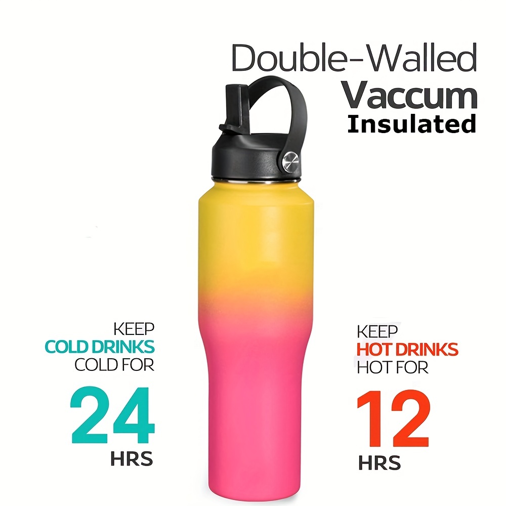 Double Wall Vacuum Tumbler, Stainless Steel Insulated Outdoor Sports Flask  With Straw, Keep Cold & Hot, Fit In Any Car Cup Holder - Temu