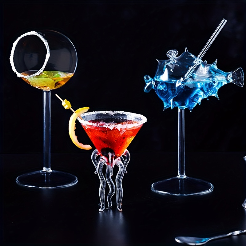 Creative Cocktail Glass - Porcupine Fish/swan/rose/octopus/bird Design Cocktail  Glass, Novelty Drink Cup For Ktv Bar Night Party