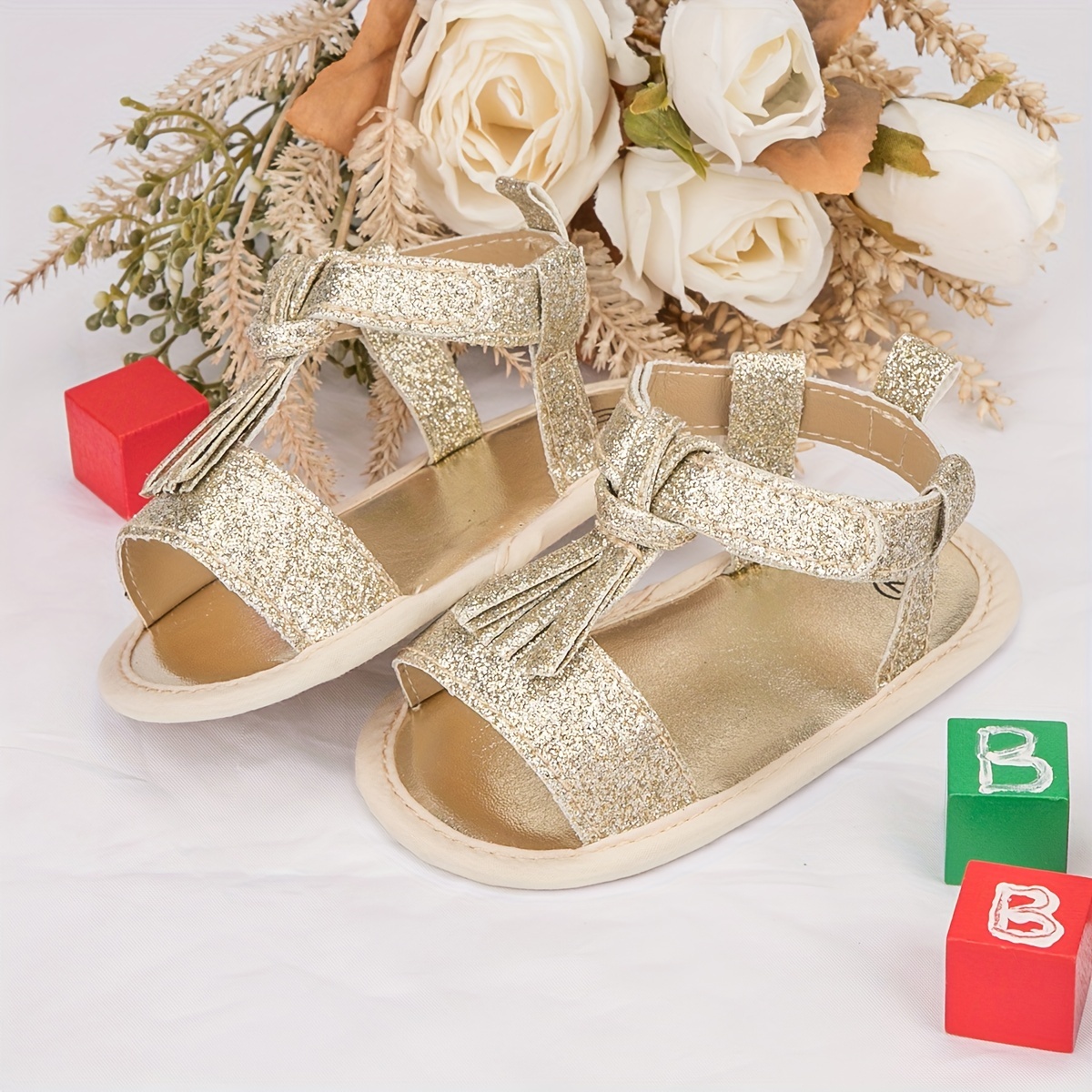 Buy Lillypupp Classy Shiny Golden Baby Sandals with Cute Velvet Bow on top.  New Born Booties Shoes and Slippers for Baby Girl.(6-9 Months) Online at  desertcartINDIA