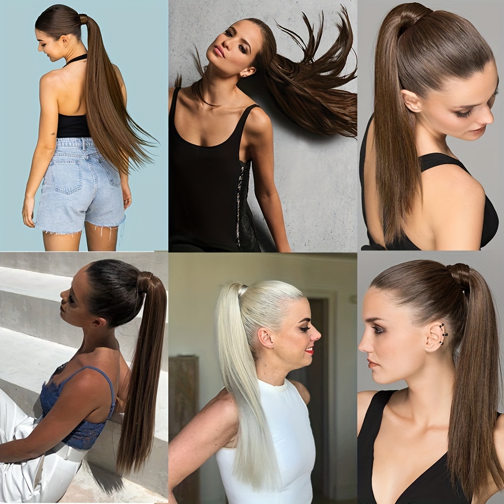 Wrap Around Straight Ponytail Extensions Long Straight Hair - Temu