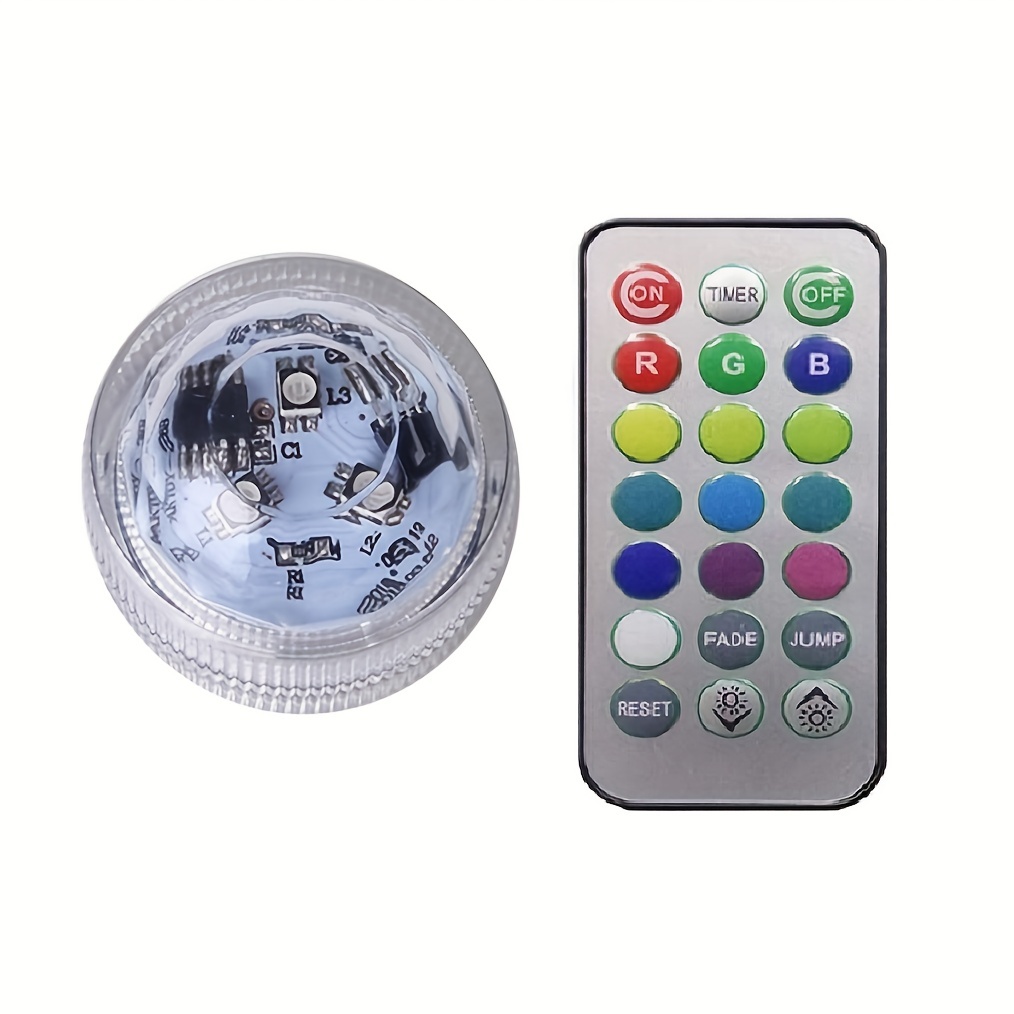 2PCS Battery Operated Submersible LED Lights with Remote, Small