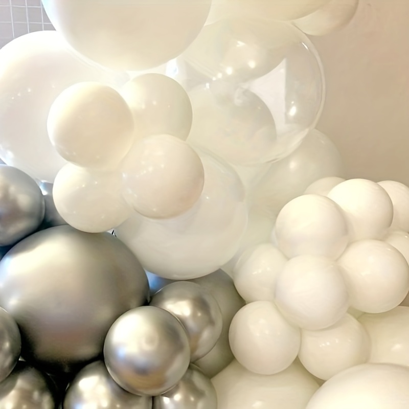 90 globos metálicos plateados de 12 pulgadas, globos plateados cromados,  globos de látex de 12 pulgadas para fiesta de cumpleaños, bodas (plateado)