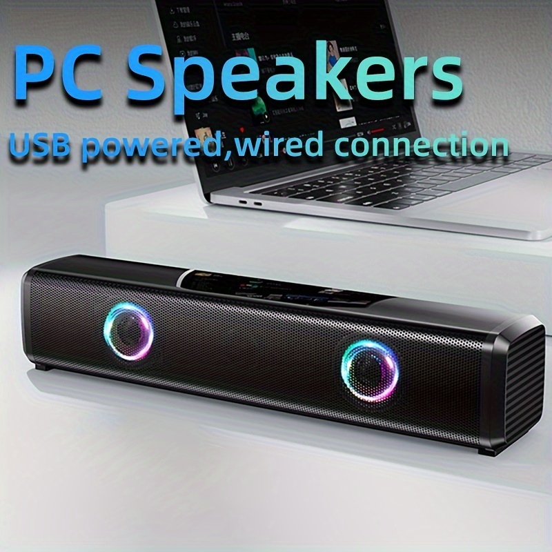 Altavoces de computadora, altavoces de escritorio RGB dinámicos, compatible  con Bluetooth 5.0 y con cable, altavoces para PC, portátil/teléfono/iPad y