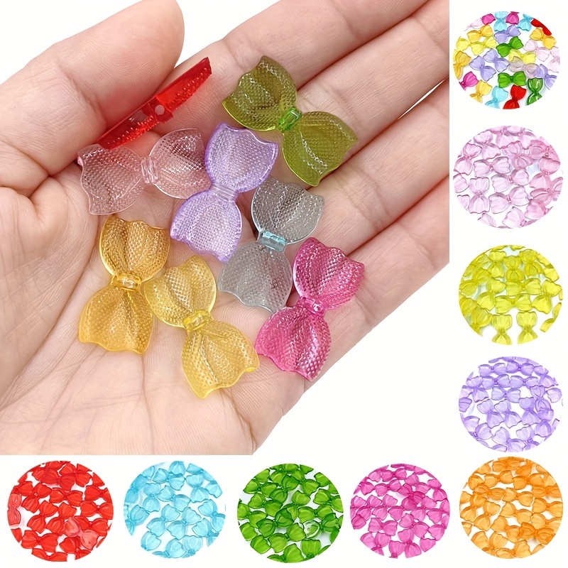 Small Bow Colorful Acrylic Beads For Jewelry Making Diy - Temu