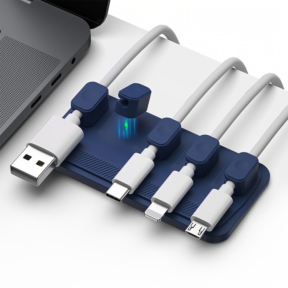 Composant electronique,Organisateur de câble gestion de câble magnétique  porte câbles USB Clips de bureau flexibles en silicone
