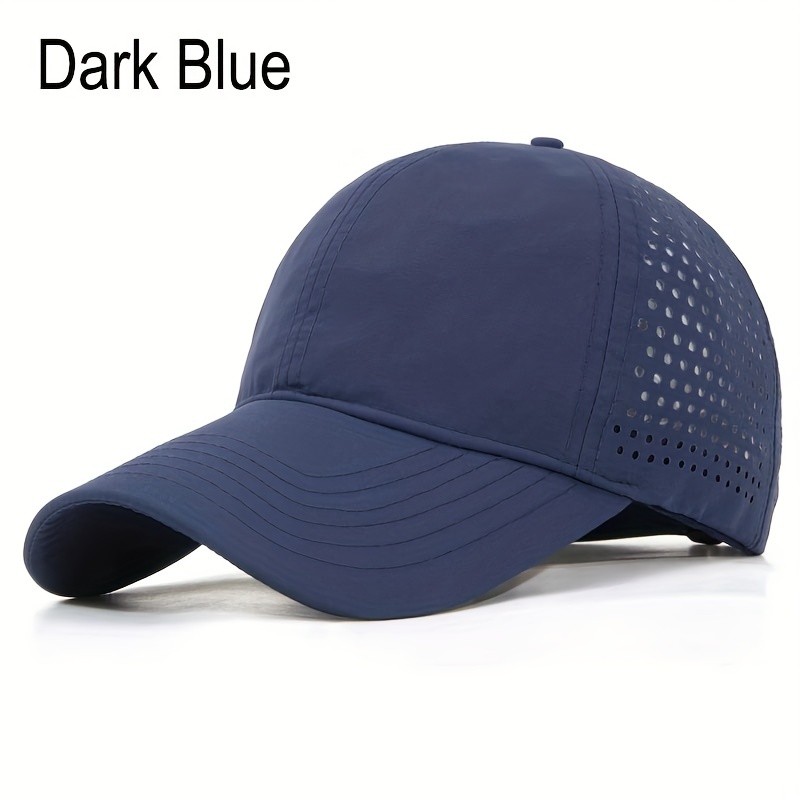 Blue Elegant Quick Dry Baseball Baseball Hat, Dad Hats, Men's 1pc Summer Mesh Breathable Sports Running Trucker Hat for Men,Casual,Temu