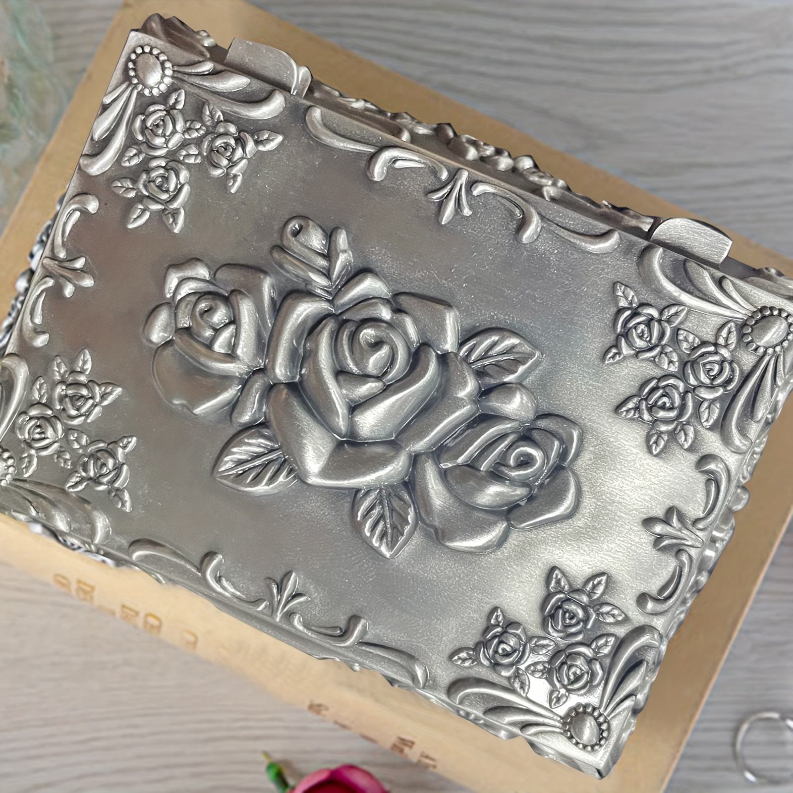 Vintage Copper Jewellery Storage Box With Floral Engraving