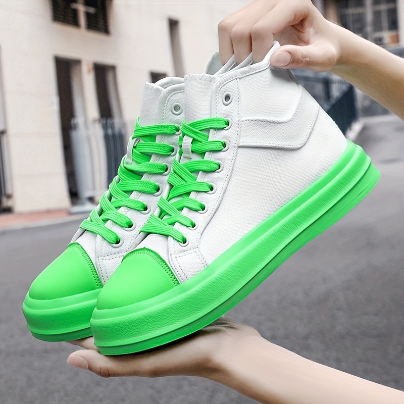 Two Tone High Top Lace Up Board Shoes Lightweight Non Slip