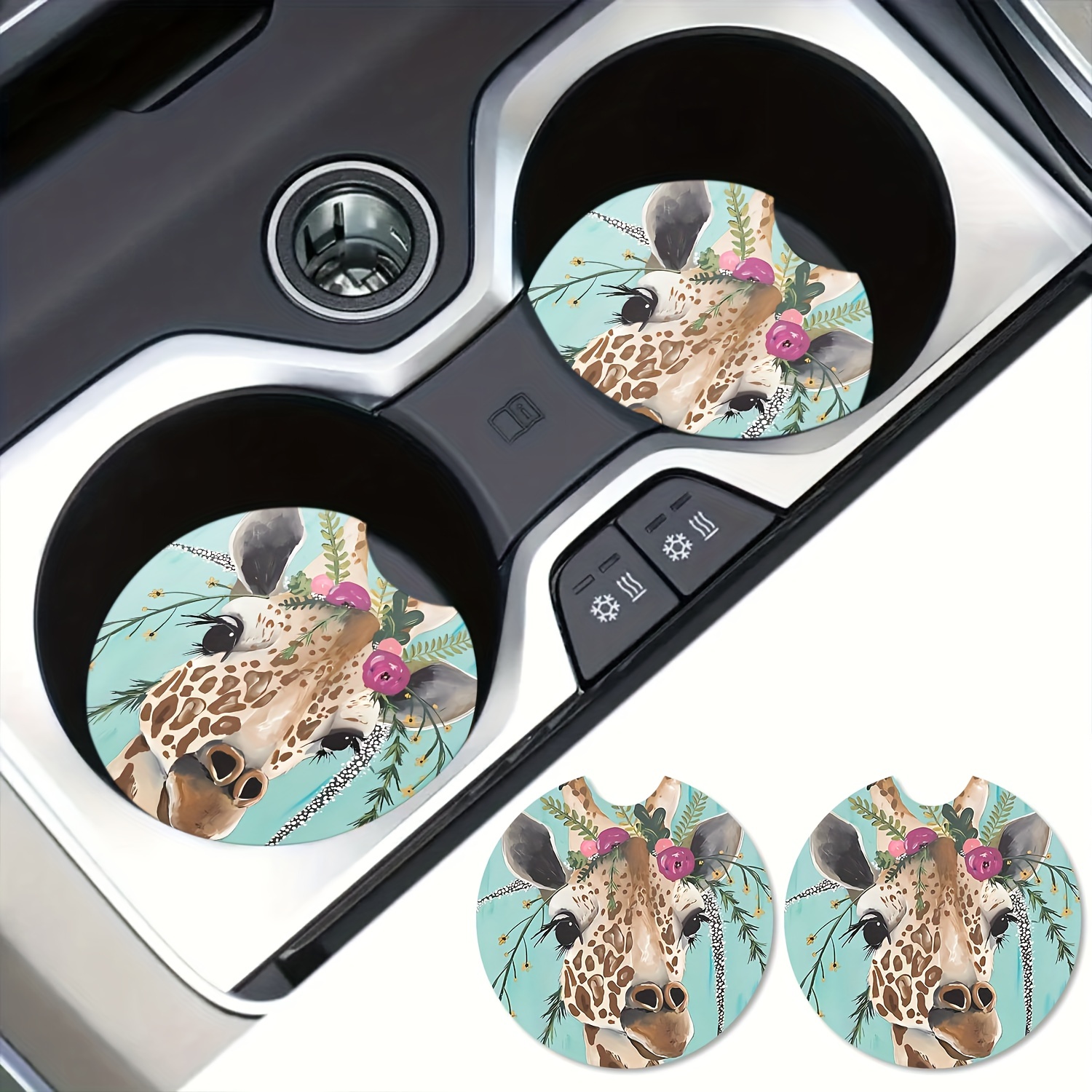 Giraffe Pattern Cup Coasters For Car Suv Trucks Holders Coasters