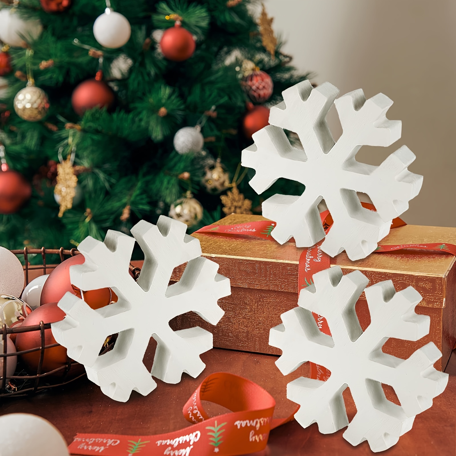Glitter Snowflake Ornaments: Resin Ornaments, Christmas Tree Ornaments, Snowflake  Decor, Sparkly Ornaments, Ornament Set, Blue Snowflakes 