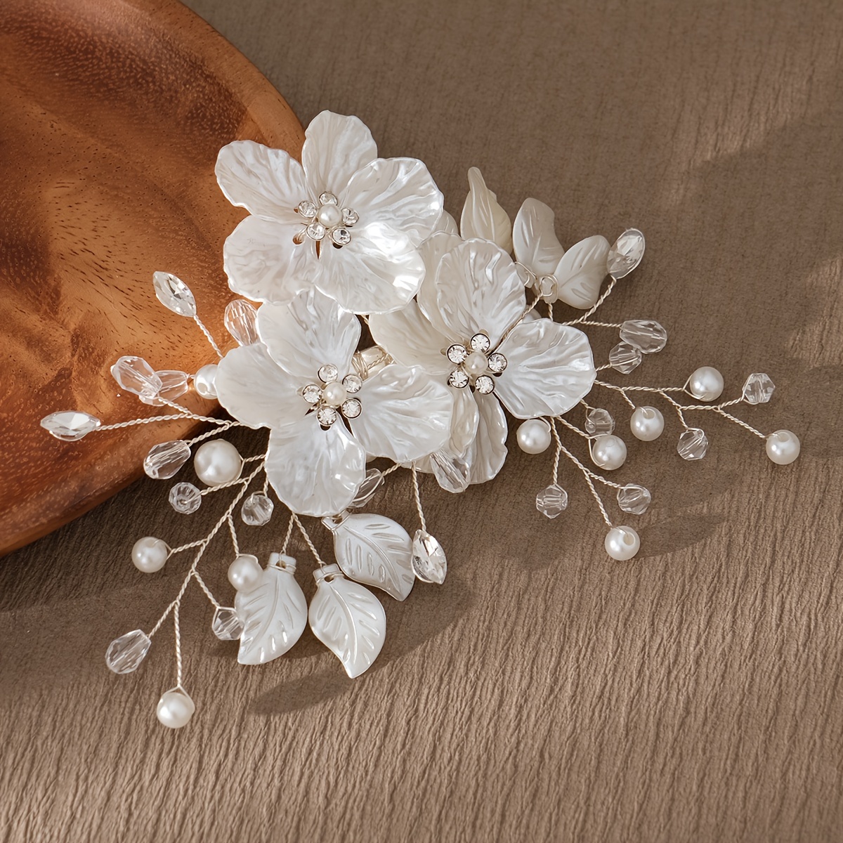 

1pc Elegant Headwear Aesthetic Artificial Acrylic Flower Insert Comb High-end Rhinestone Inlaid Women Wedding Dress Hair Accessories