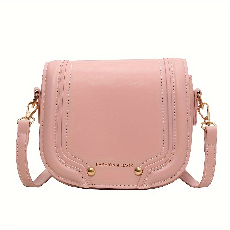 Mini Pink Fashionable Flap Square Bag With Adjustable Shoulder Strap