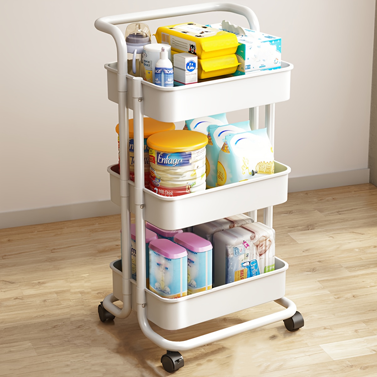 Small Trolley Shelf Floor Mount Storage Rack With Wheels - Temu