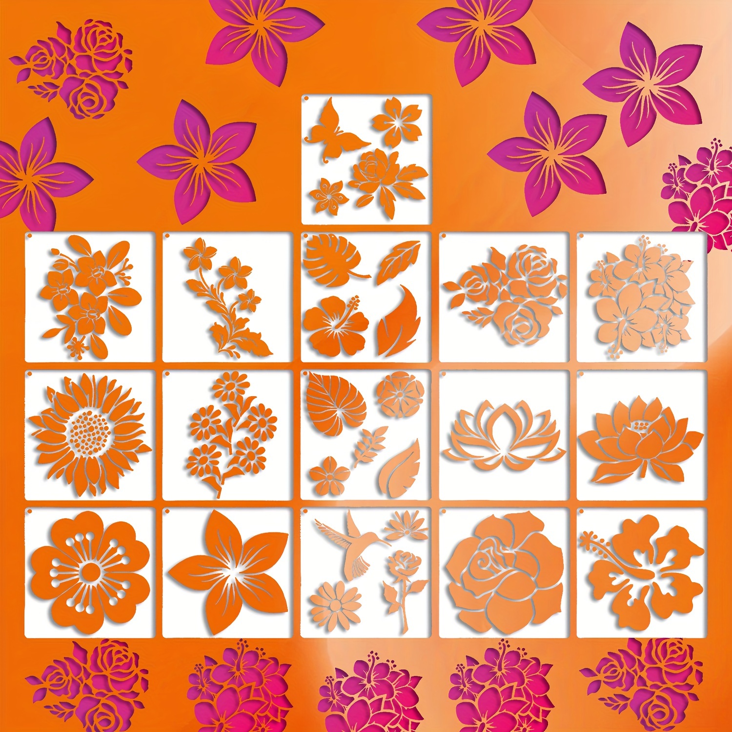 Stencils For Painting Template Reusable Animal Plant Flower - Temu