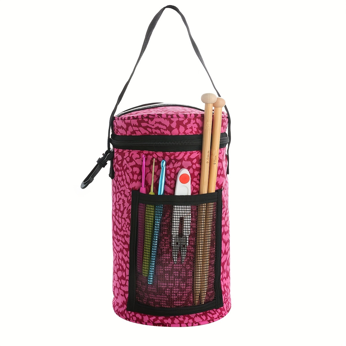 Yarn Storage Bag Round Knitting Wool Yarn Bags Organizer Crochet Sewing  Needles Handbag Weave Tool Accessories Zipper Bucket Bag - AliExpress