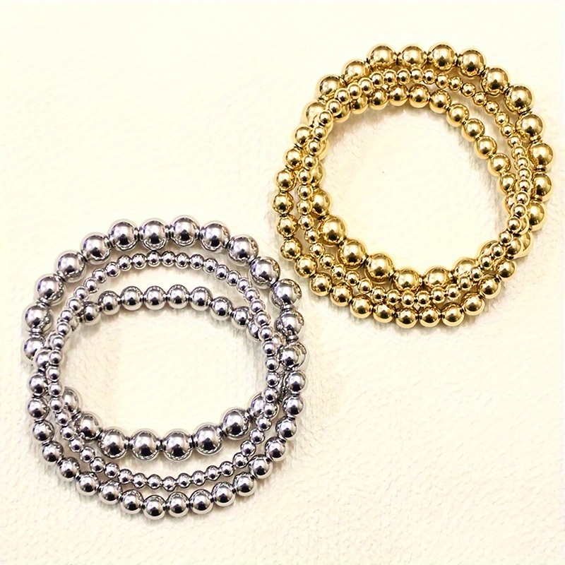 Round Beads Balls Bracelet 18k Gold Plated Golden Color - Temu
