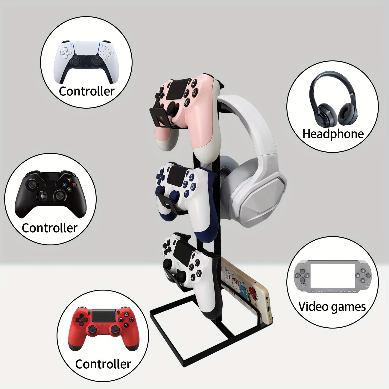 White/black Desktop Vertical Game Controller Storage Rack - Temu