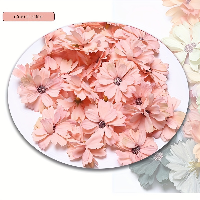 120 Pcs Mini Faux Flowers for Crafts, Heads Artificial Small Fabric Silk  Daisy Peony Decorations Garland DIY Wreath Accessories for Wedding Home  Party