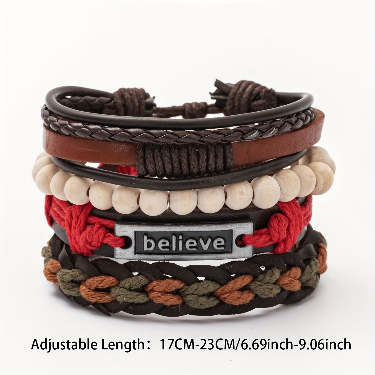 Braided Wrap Leather Bracelets For Men - Vintage, Life Tree, Rudder Charm,  Wood Beads Wrist Black Brown - Temu