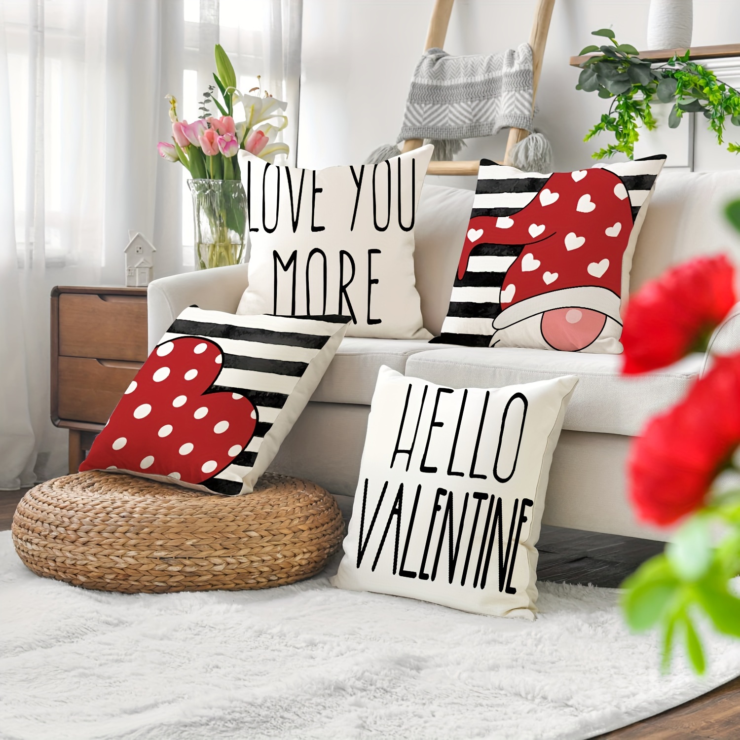 4pcs Throw Pillow Covers Valentines Day Letter Printed Throw ...