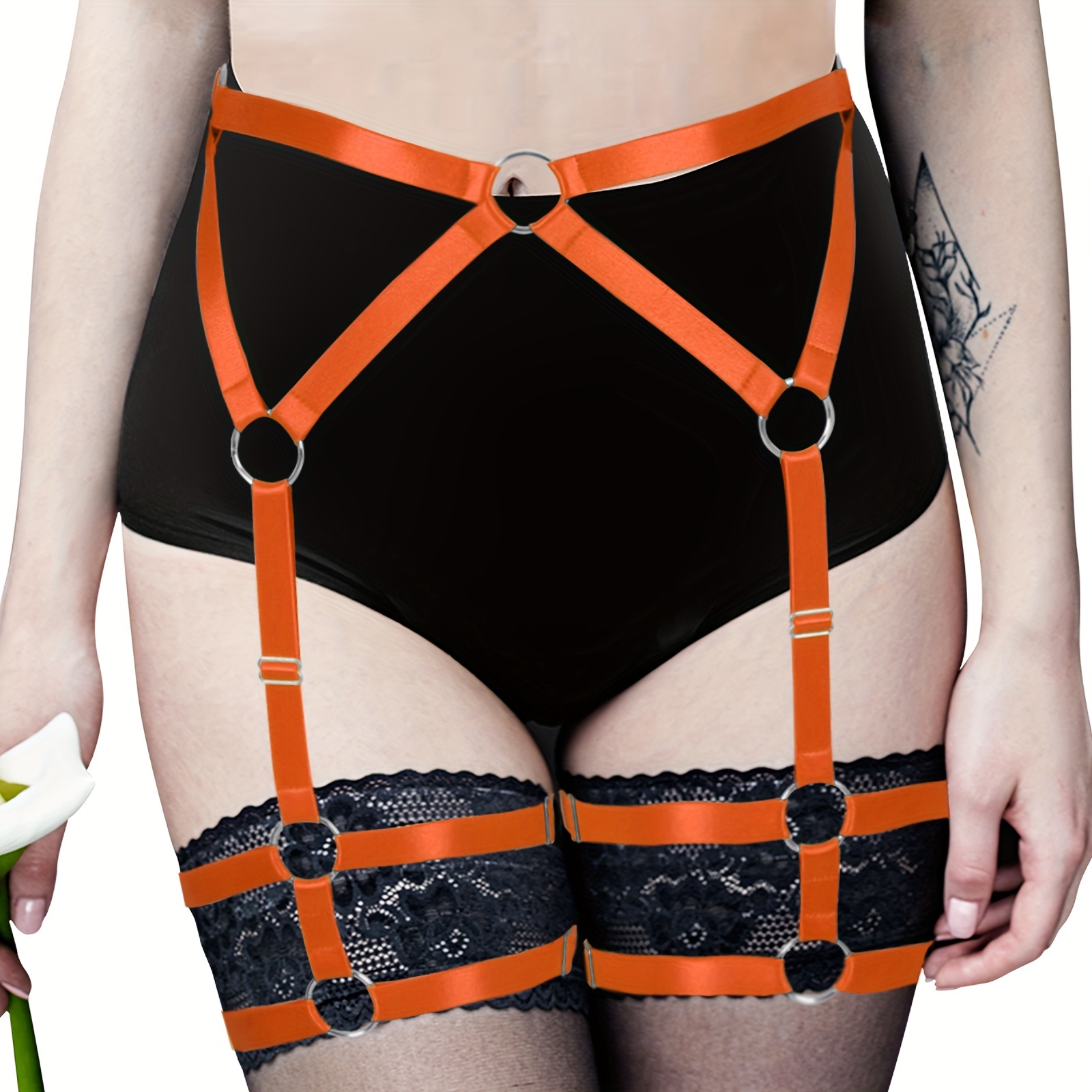 Candy Color Elastic Garter Belts Punk Hollow Body Chain - Temu