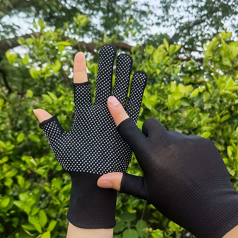 1pair Anti Slip Breathable Sweat Absorbing Two Finger Gloves For