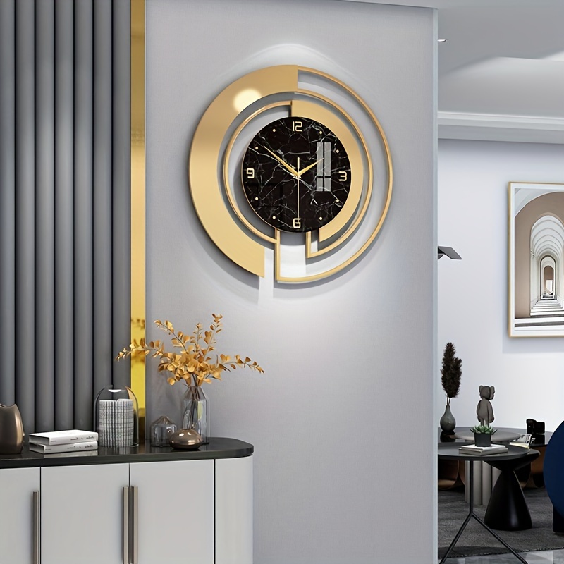 Reloj de pared para decoración de sala de estar, relojes de pared de metal  3D de 24 pulgadas, funciona con pilas, para cocina, decoración de metal