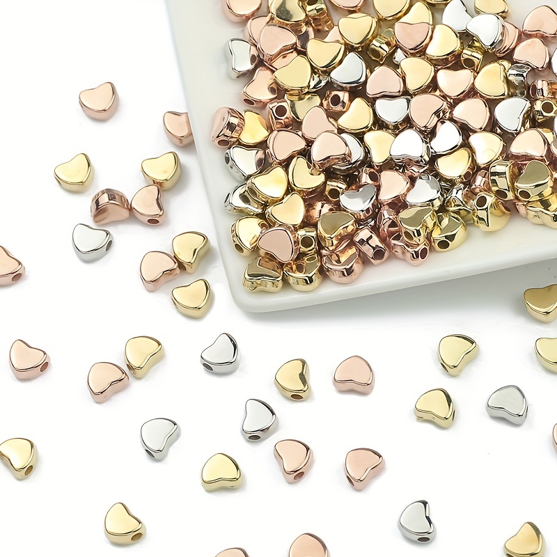 200pcs 6*7mm Heart-shaped Plastic Spacer Beads Suitable For Diy Bracelet Necklace Semi-finished Handmade Jewelry Accessories