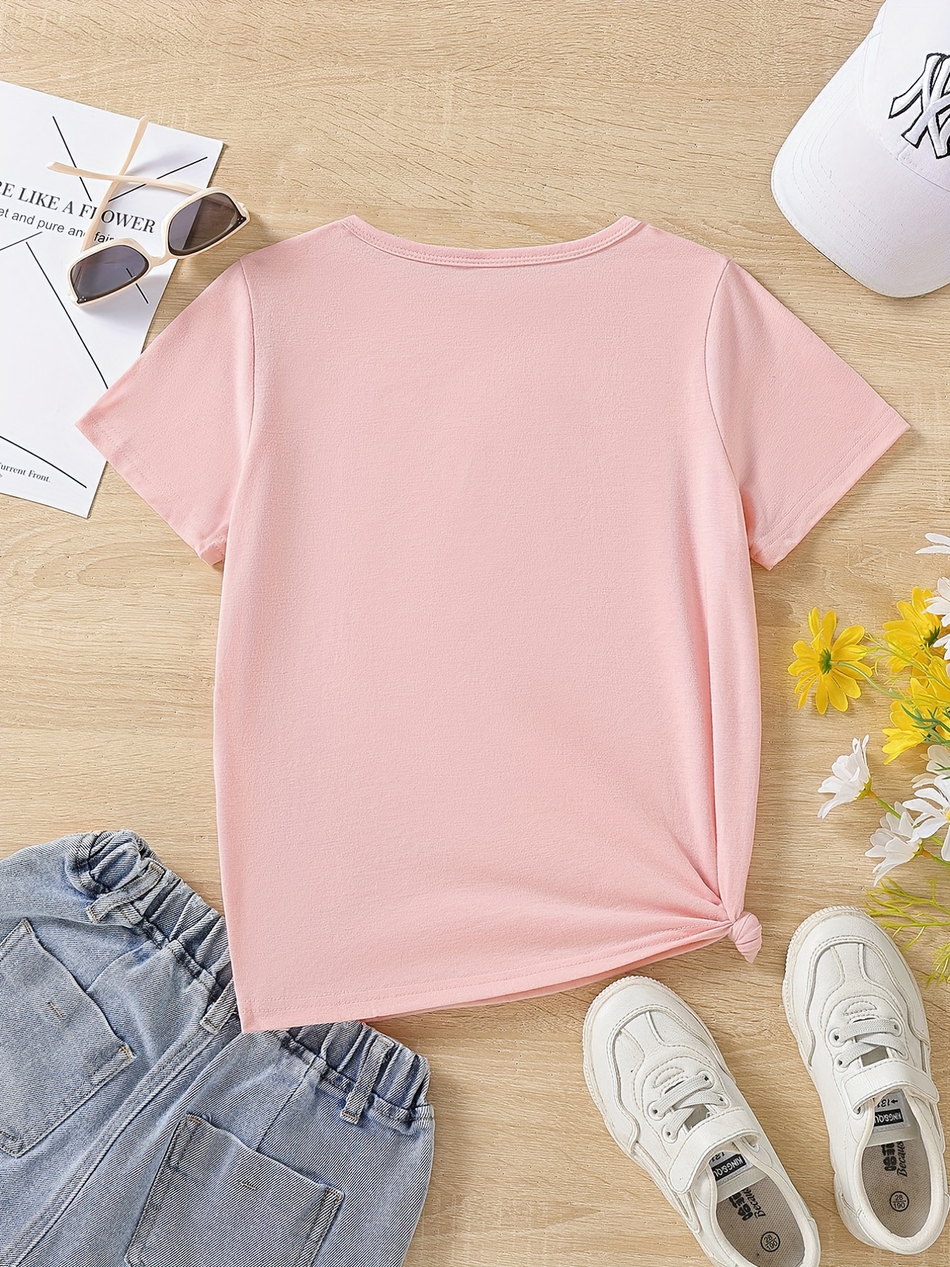 Chicas Daisy Flores Impresión Casual Camiseta Manga Corta Versátil Y  Inteligente Cuello Redondo Tee Para Niños Adolescentes, Idea De Regalo -  Temu