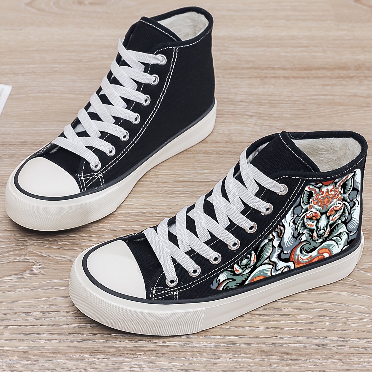 Animal Print Plush Lined Thermal Chunky Canvas Sneakers