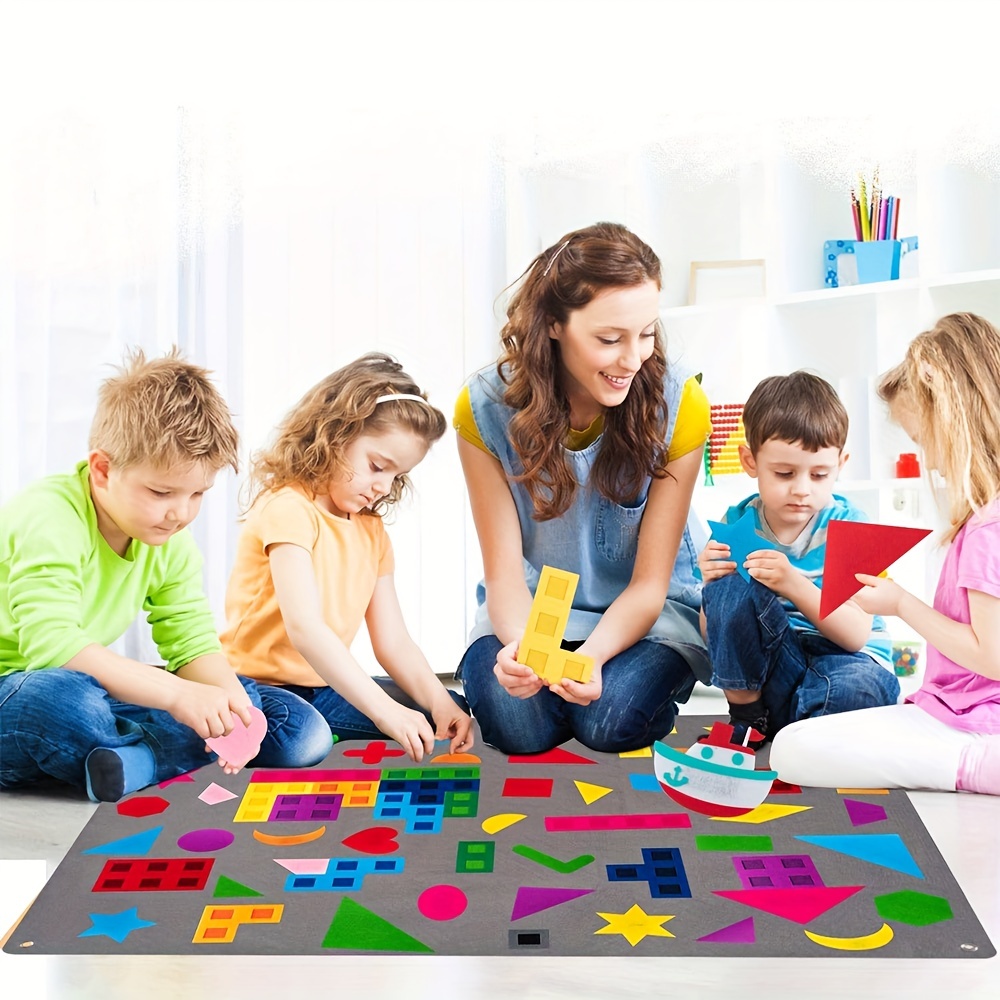 64 pezzi Set di storie in feltro per insegnamento a forma prescolare 106 68 cm Colorato Montessori Assistente insegnante Tangram Storytelling Set di giochi interattivi per bambini Regalo da appendere a parete Natale Halloween Regali del Ringraziamento Natale Halloween Regalo del Ringraziamento dettagli 2