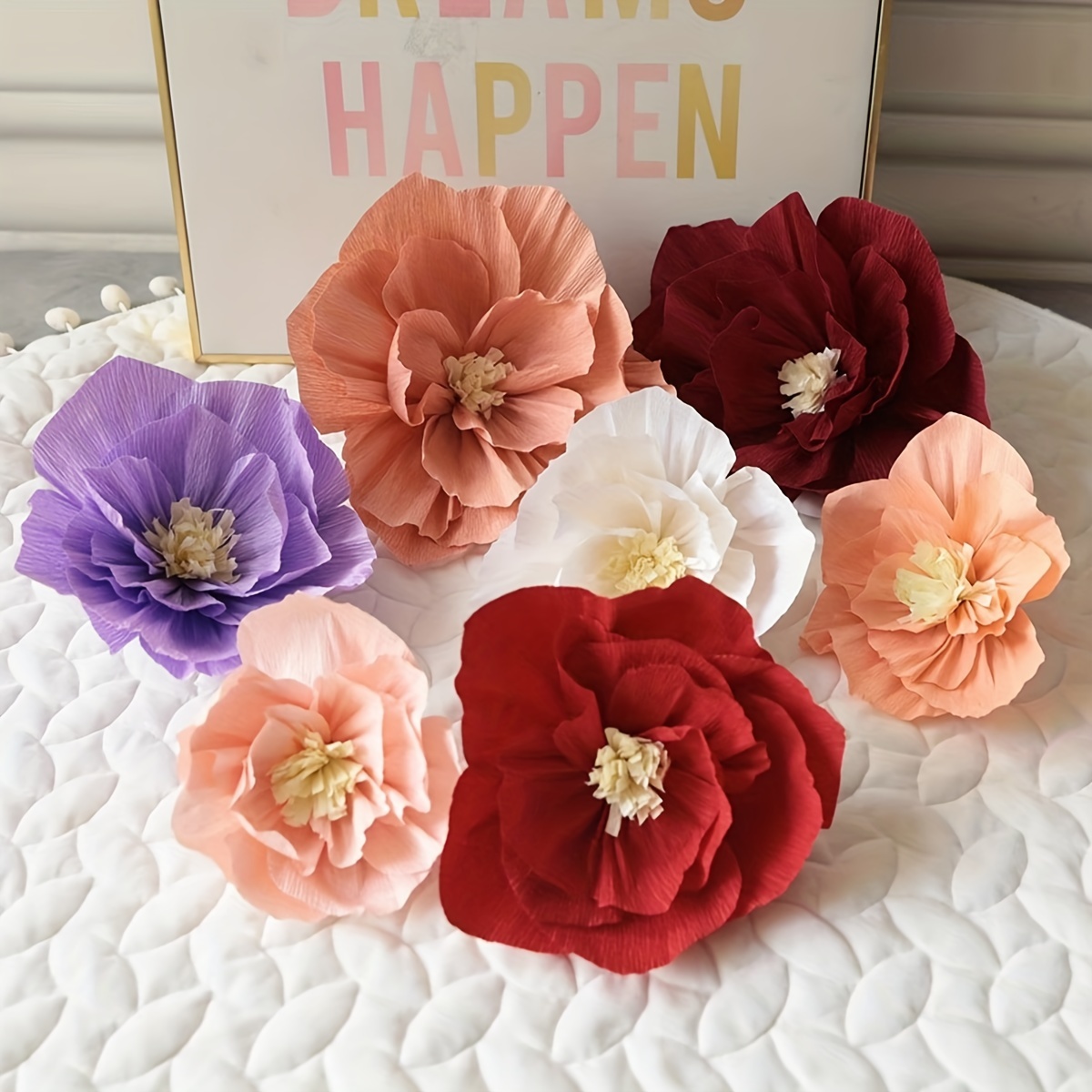 Paper Flowers Decorations for Wall, Large 3D Artificial Fake Flower Wall  Decor Baby Girl Boy Nursery Room, Bridal Shower, Wedding Centerpiece, Party