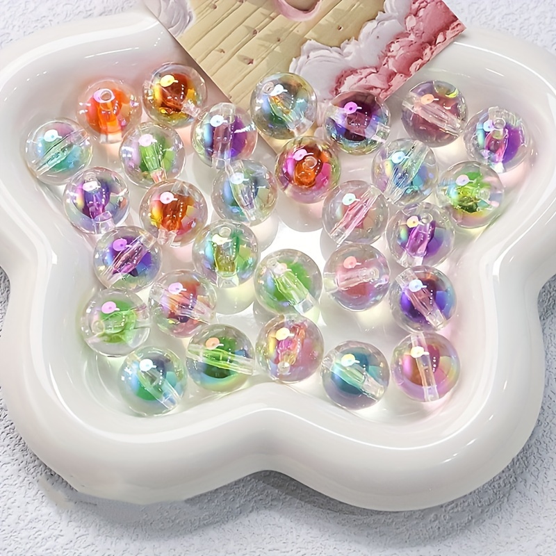 Acrylic Uv Plated Unique Beads Straight Hole Loose Beads - Temu