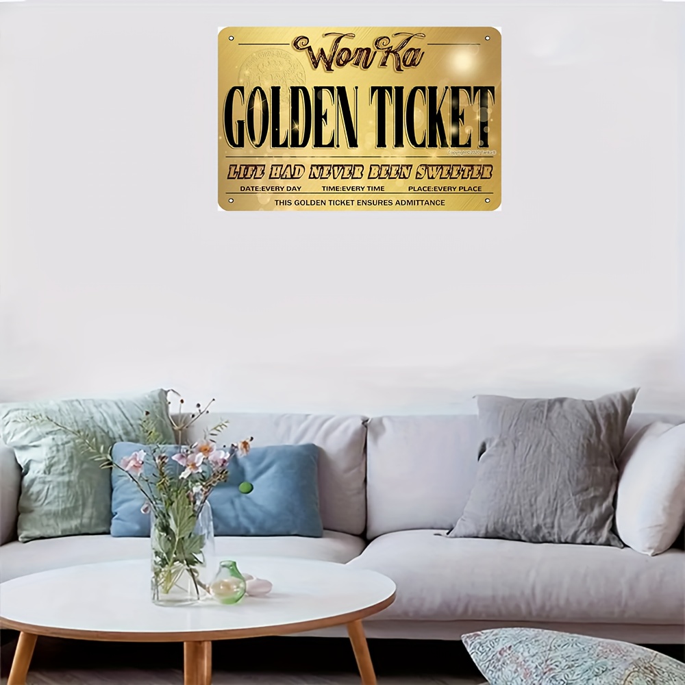 Willy Wonka Golden Ticket Tin Sign