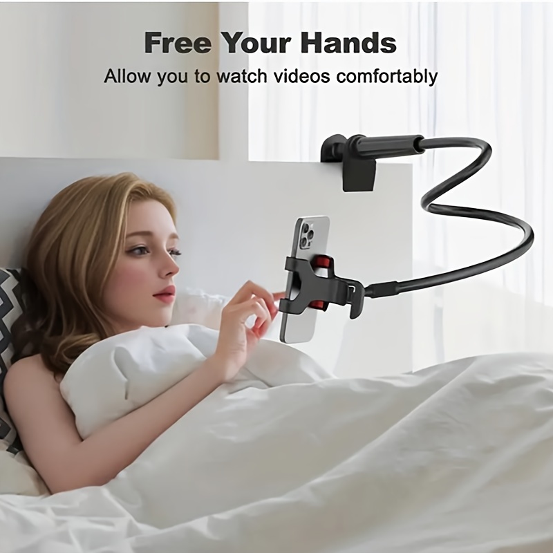 Soporte de cama para teléfono y tableta, tuerca de bloqueo de brazo de  metal resistente de 360 grados, abrazadera de montaje ajustable acolchada  para