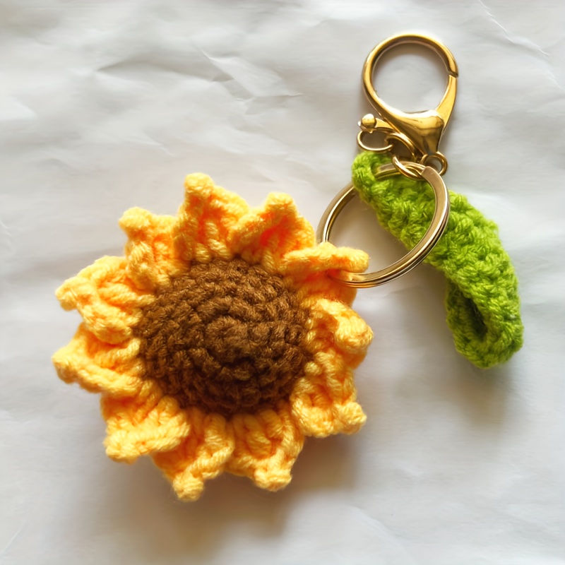 Niedlicher Gehäkelter Sonnenblumen-schlüsselanhänger, Strickender  Schlüsselanhänger, Ring, Geldbörse, Tasche, Rucksack, Anhänger,  Auto-hängeanhänger, Ohrhörer-hülle, Zubehör, Damen- Und Mädchen-geschenk, Sparen Sie Geld Bei Temu