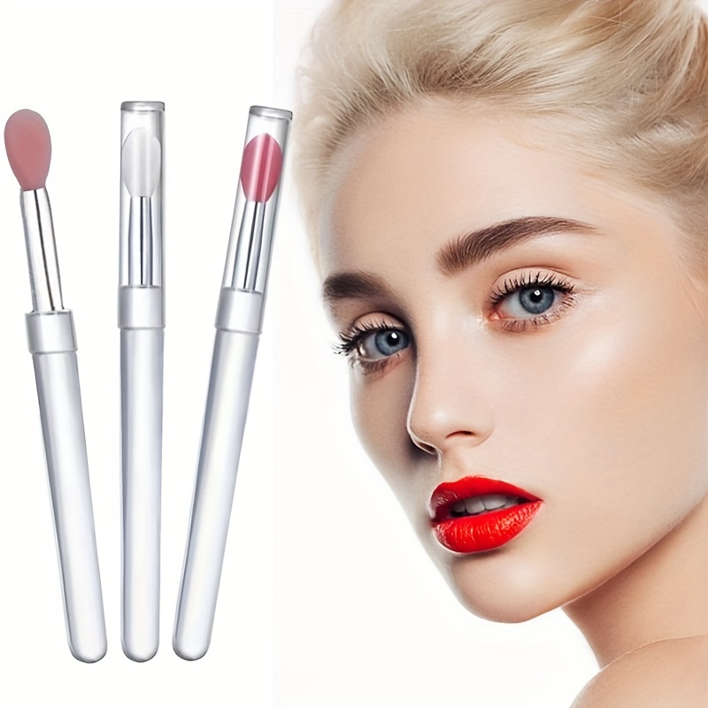 Silicone Small Lip Brush 3PCS Makeup Eye Shadow Lipstick Portable Mask Brush