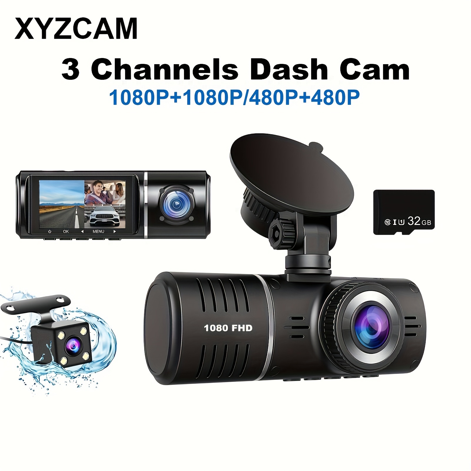 3 Channel Dash Cam Videocamera Auto 1080p Video Recorder - Temu