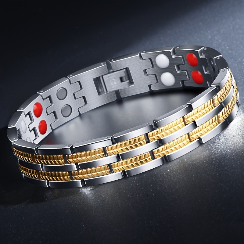 

1pc Titanium Steel Magnetic Men's Bracelet, Suitable For Daily Wear, Versatile, Ideal Choice For Gifts