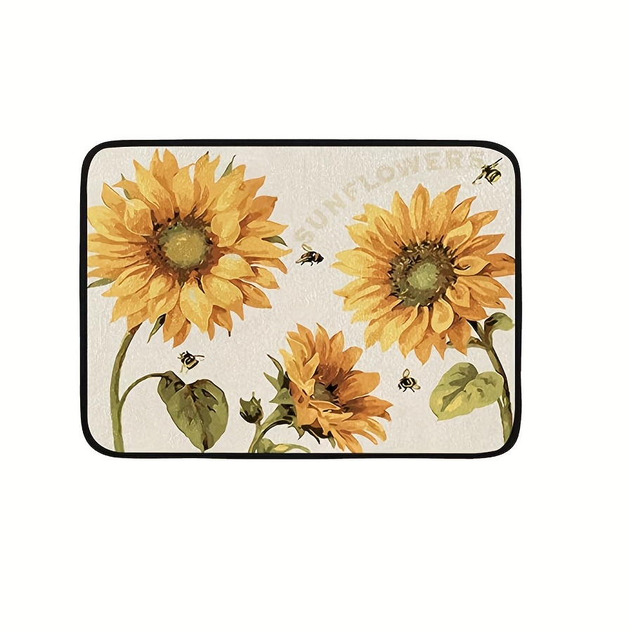 Rubber Dish Drying Mat, Bird Sunflower Pattern Draining Mat, Dish Drying Mat,  Oil-proof, Waterproof And Heat-proof Placemat, Absorbent Bar Mat, Non-slip  Mat, Coffee Machine Mat, Kitchen Utensil Draining Mat, Kitchen Supplies 