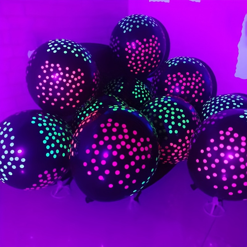 Globos de fiesta de neón que brillan en la oscuridad, globos de luz negra  UV que brillan en la oscuridad, globos luminosos de látex para helio