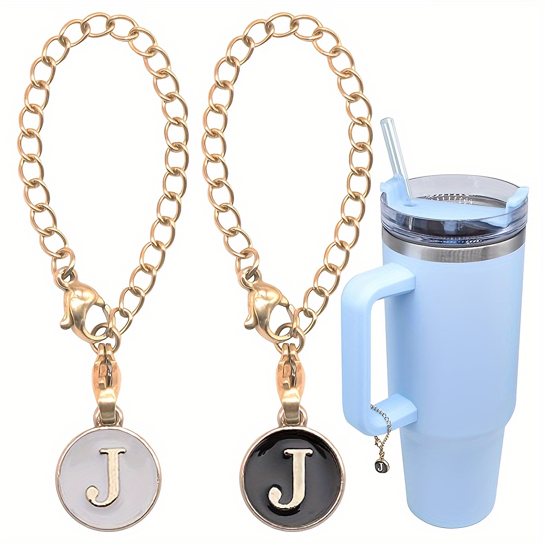Letter Charm Accessories For Cup, 2PCS ID Initial Letter Charm Personalized  For Tumbler Cup Identification Handle Letter Charms, A