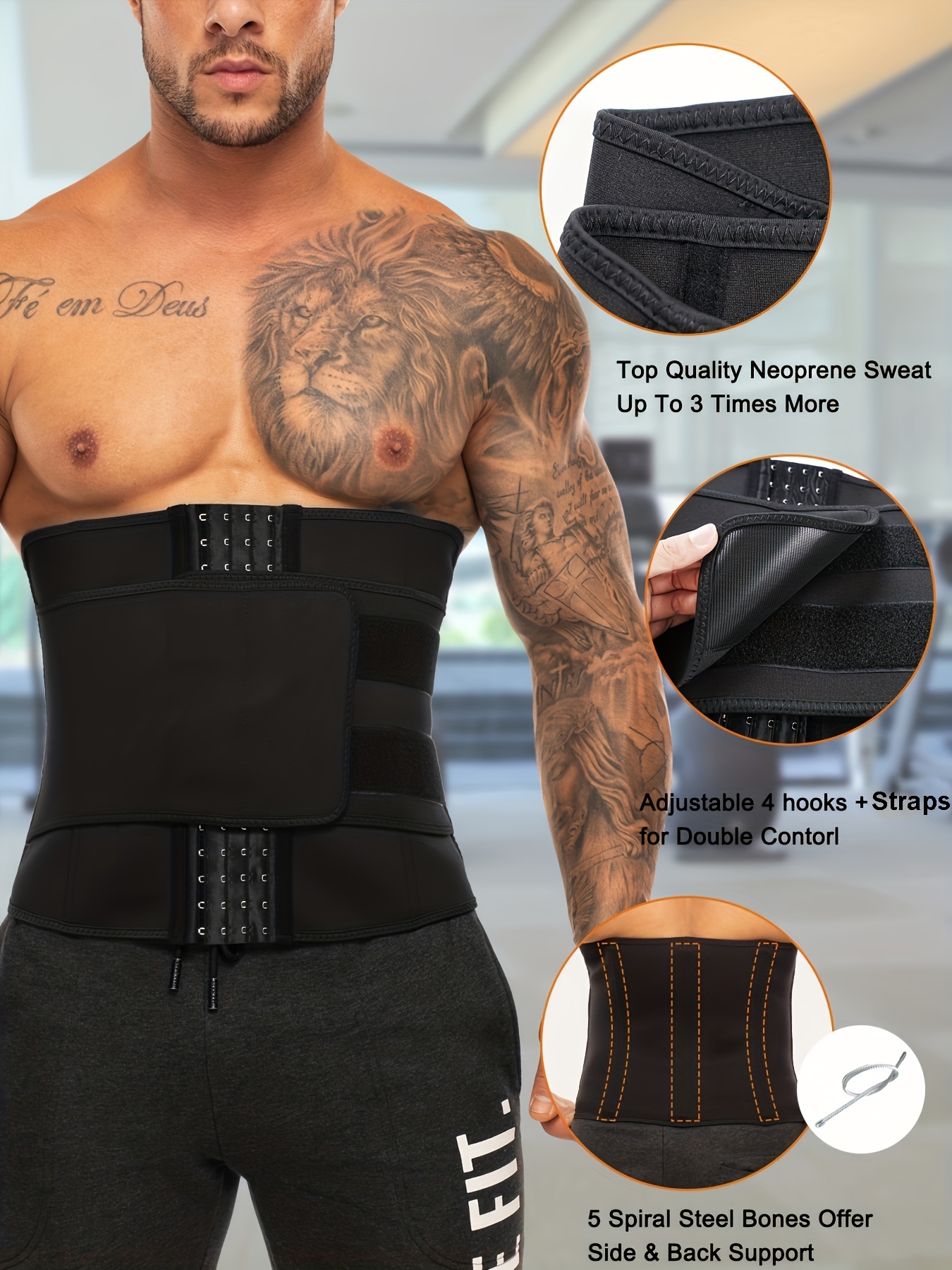 Men Waist Trainer Corsets With Steel Bone Sweat Belt Sauna Suit For Fitness  Body Shaper