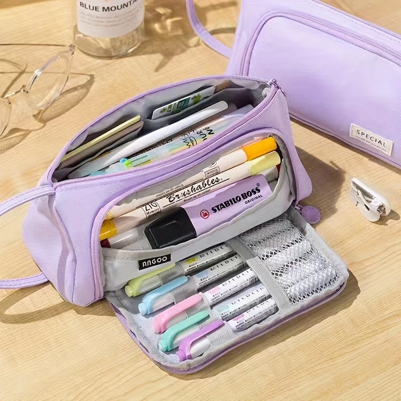 Canvas Pencil Pouch Large Capacity Pen Holder Multifunctional Bag