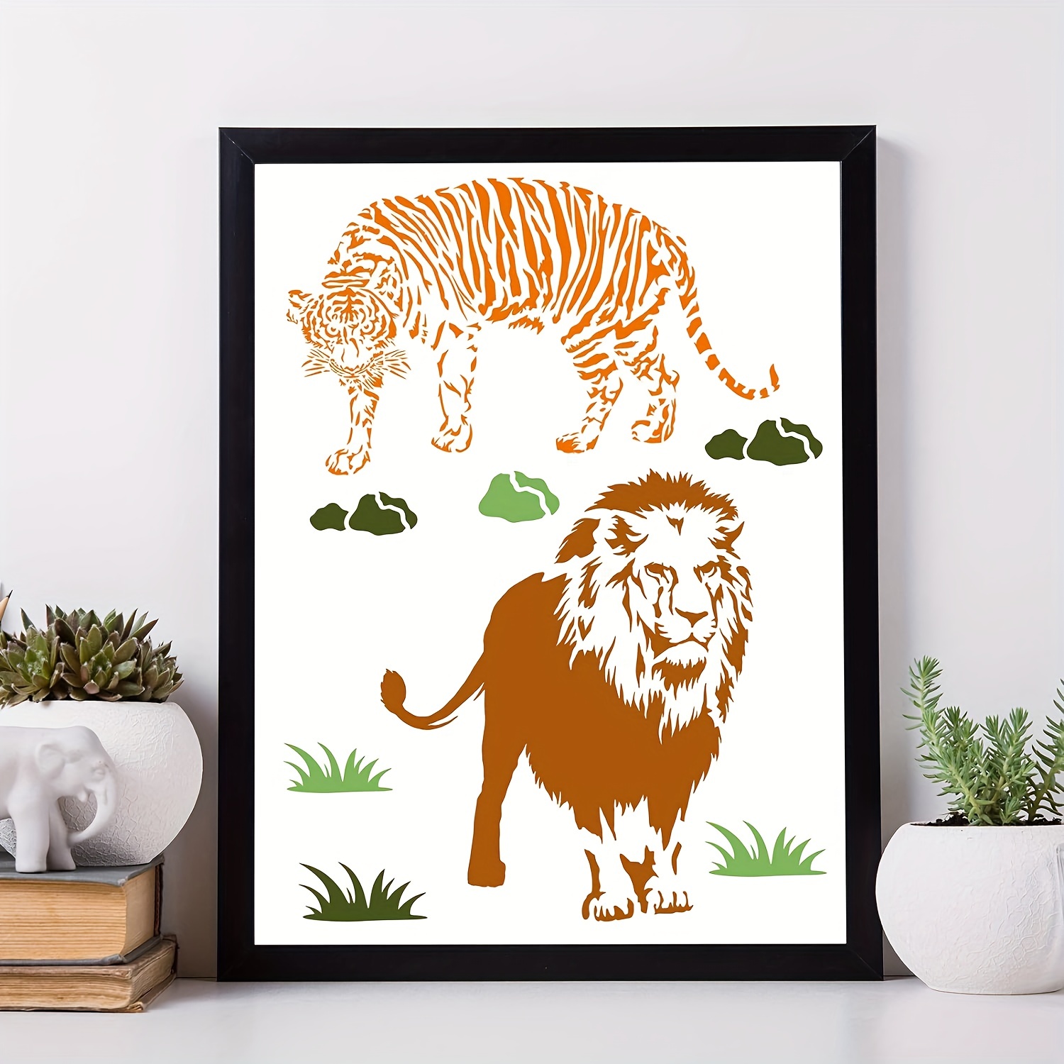 9 Pieces Animal Stencil Templates Reusable Animal Painting Stencil Bear  Tiger Elephant Horse Lion Giraffe Zebra Rhino Deer Craft Drawing Template  for