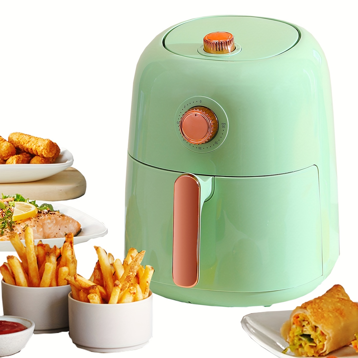 Mini Small Air Fryer, Compact 2 Quart Air Fryer Temp/Time Dial Control with  Cookbook & 50pcs Paper Liner - AliExpress