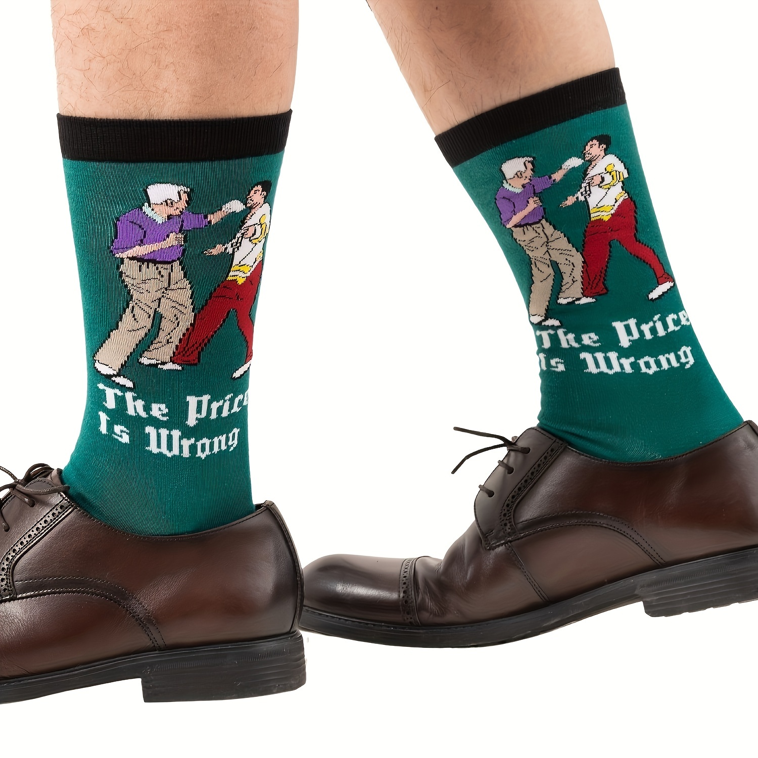 Men's Cotton Novelty Socks With Cartoon Pattern, Funny Casual Crew Golf  Socks