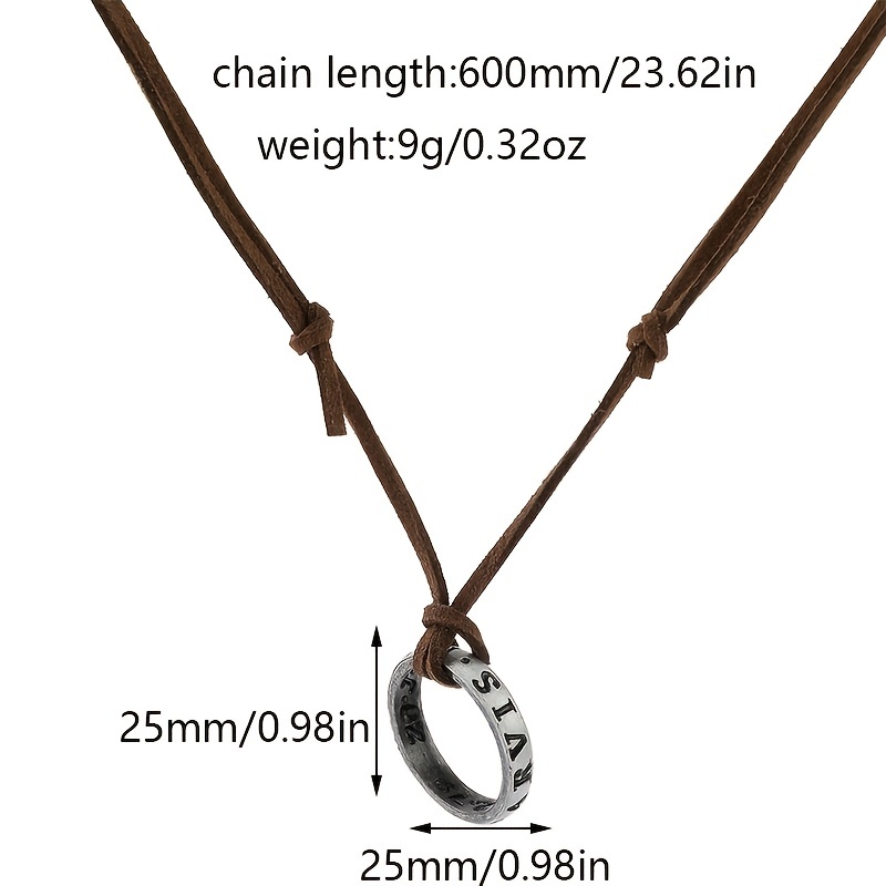 Men Women Double Ring Adjustable Leather Cord Necklace Pendant Jewelry US