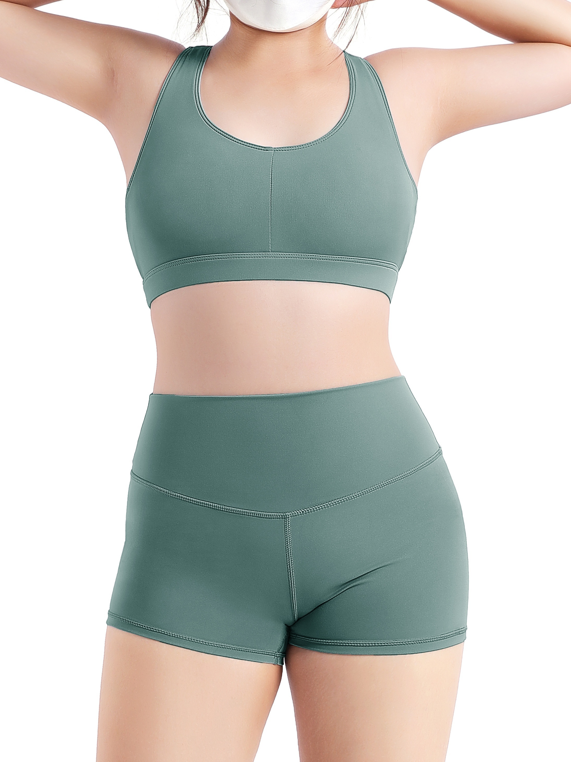 Women's Shiny Glossy Yoga Bra Compression Racerback Sports Fitness Bra Top  Vest